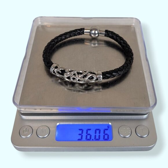 Braided Leather Magnetic Bracelet - Picture 5 of 5